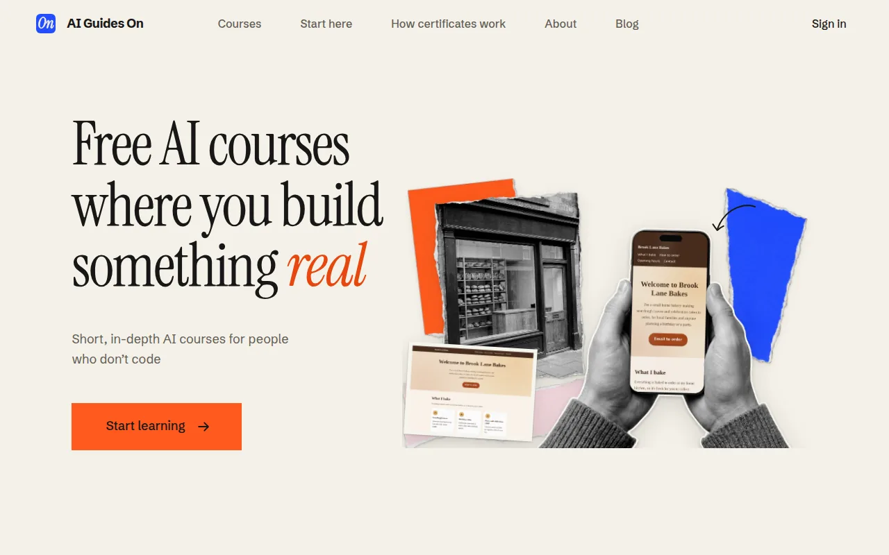 AI Guides On: the product's homepage