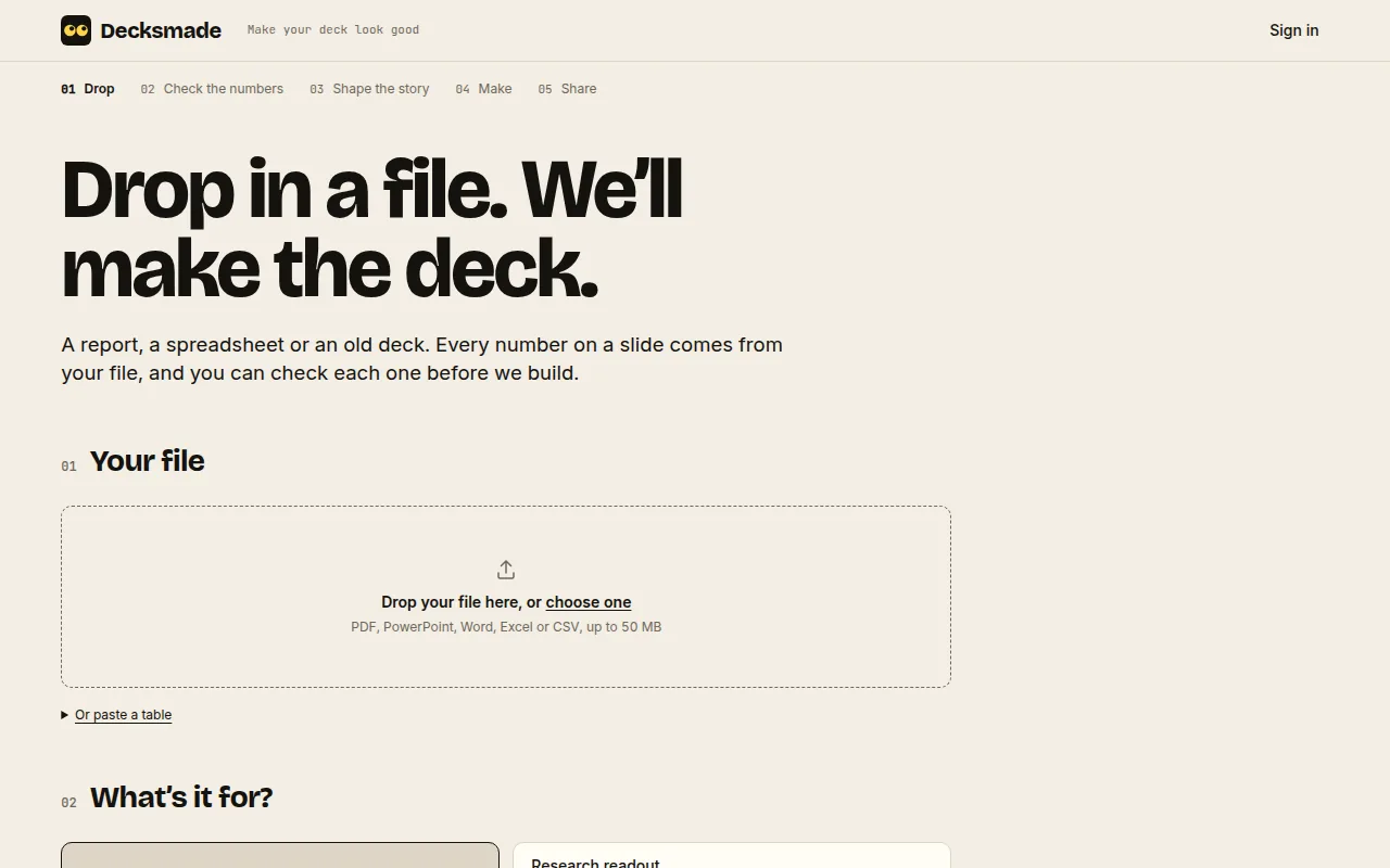 Decksmade: the product's homepage