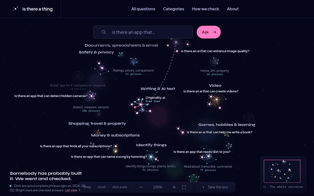 Is There a Thing: the product's homepage