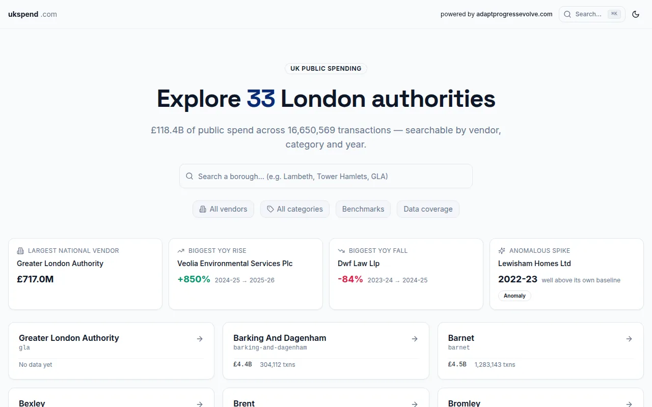 ukspend: the product's homepage
